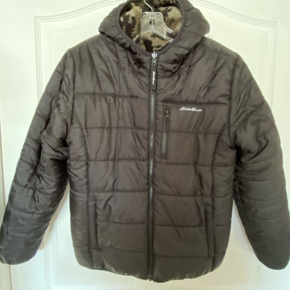 Eddie Bauer Boys 14/16 Reversible Fleece Lined Hooded Lightweight Puffer Jacket. - Picture 2 of 16